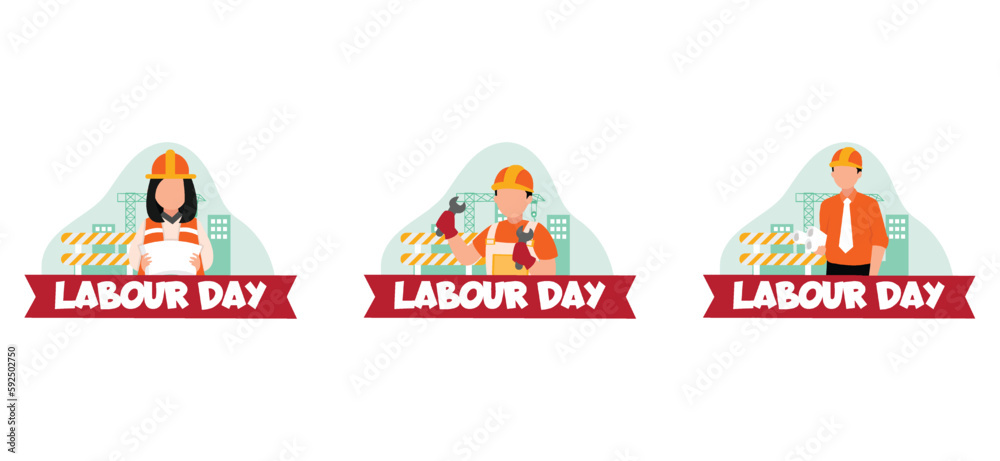 Flat Bundle Labour Day Design Illustration