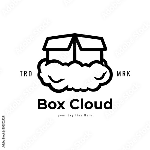 open box on cloud logo design for server logo inspiration