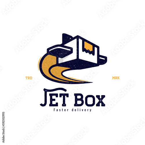 flying box for delivery vintage logo design