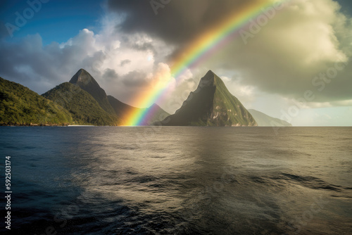 rainbow over the sea created with Generative AI technology © Robert Herhold