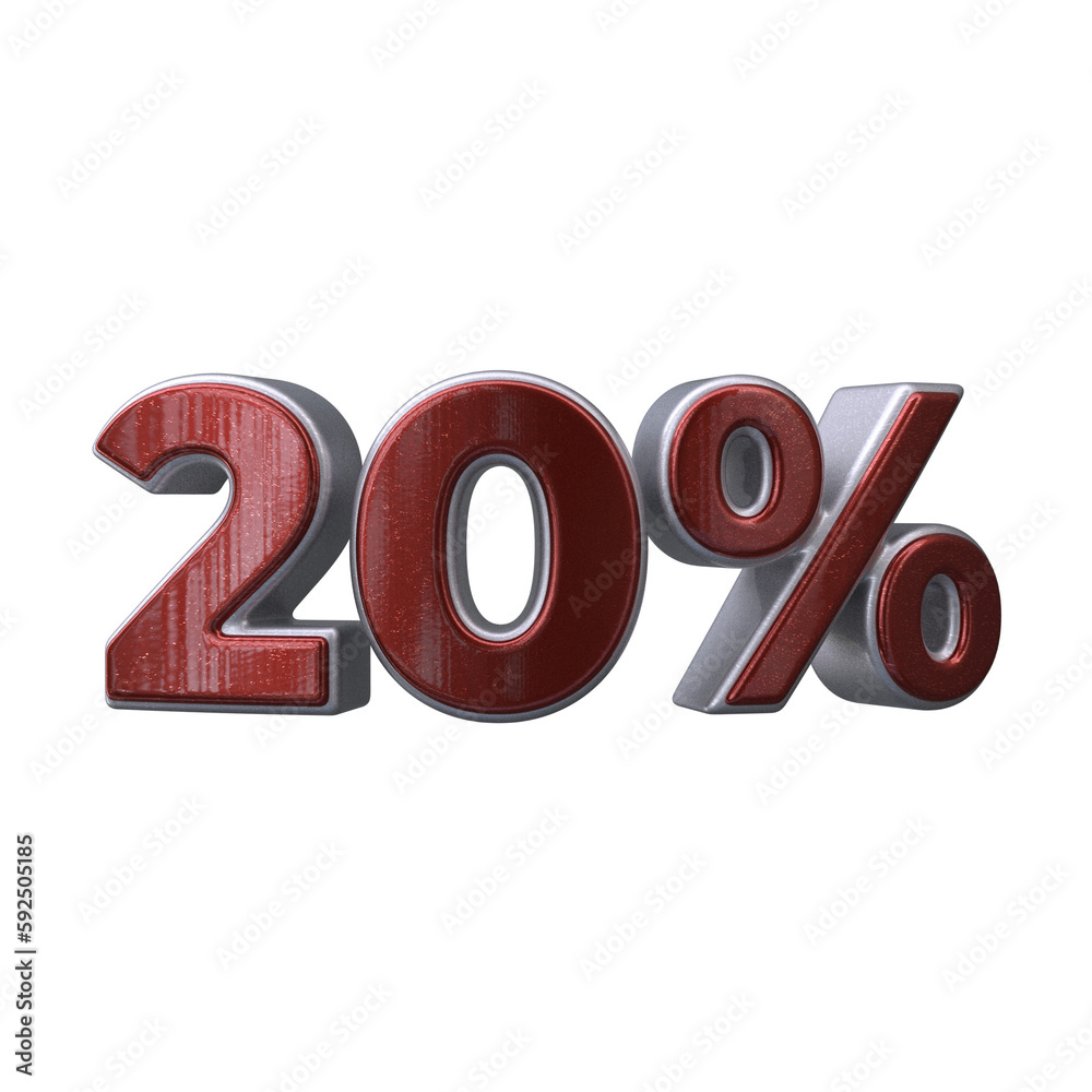 20 Percent 3D render transparent background 20 Percent 3D render transparent background