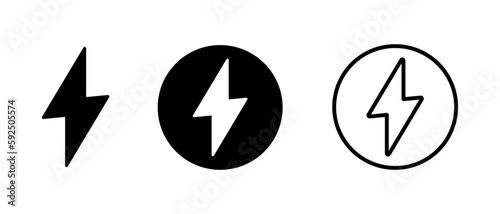  Flash thunder power vector flat icons set