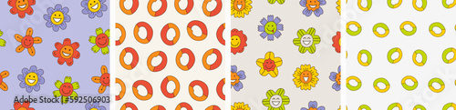 Smiling flower  abstract personage  mascot design  funny face  cute icon.