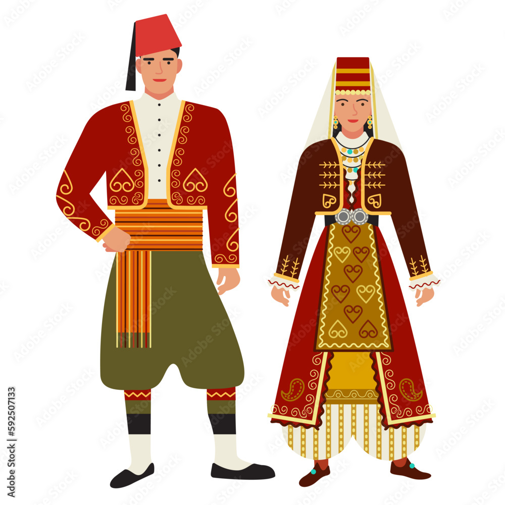 girl and young man in traditional Turkish costume