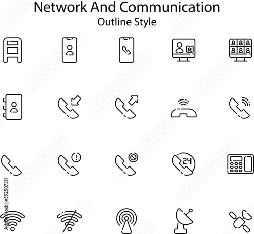The network and communication icon set features a comprehensive collection of icons related to various aspects of networking, communication, and information technology. With icons representing everyth