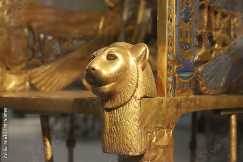 Golden Throne of Tutankhamun at The Egyptian Museum in Cairo, Egypt
