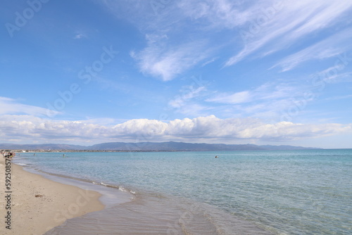 Poetto Beach in Cagliari, Sardinia, Italy