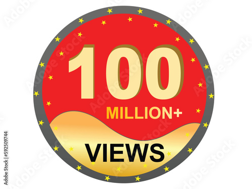 100M Views celebration background design. 100 million Views vector design for social media
