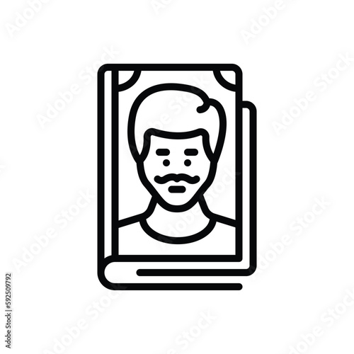 Black line icon for biography 