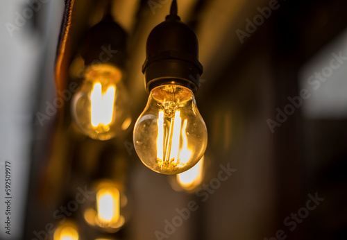 Hanging lamps close-up