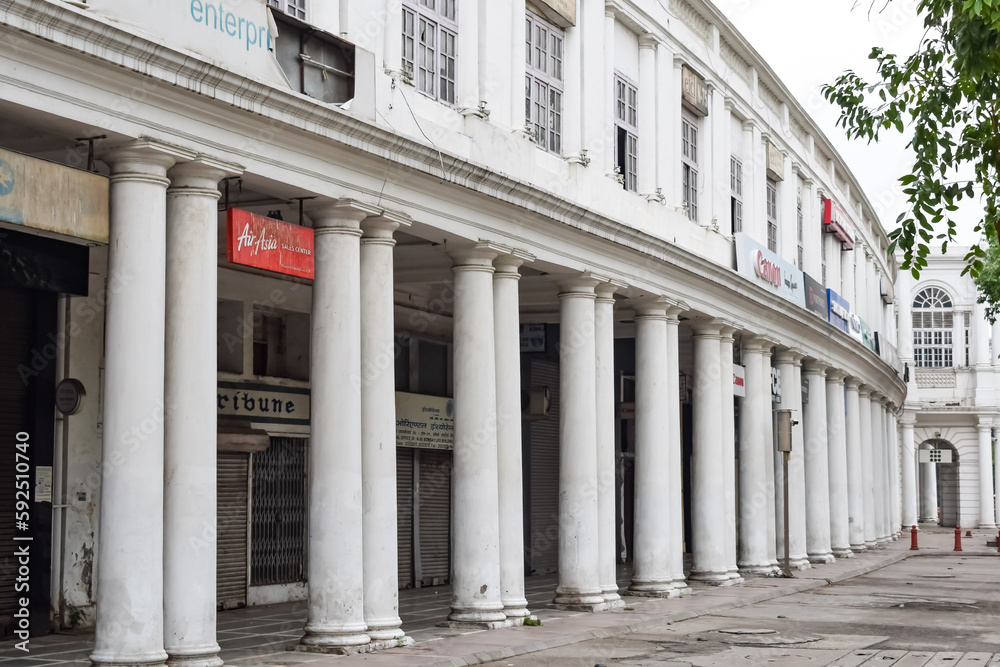 Delhi, India, March 31 2023 Famous business district Connaught Place