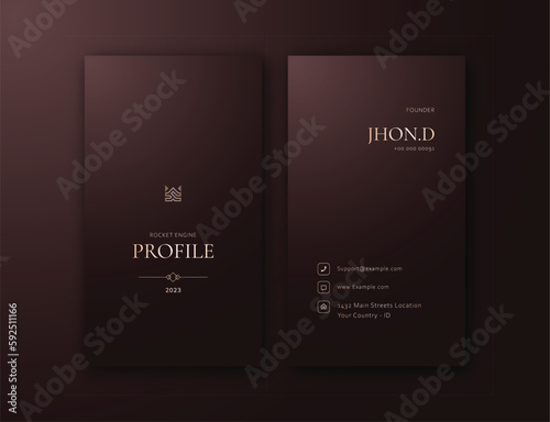 A brown card Elegant feminine vertical business card editable template
