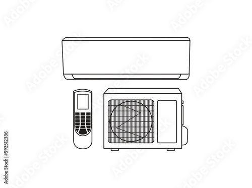 Air Conditioner Outline Design. Air Conditioner Vector.