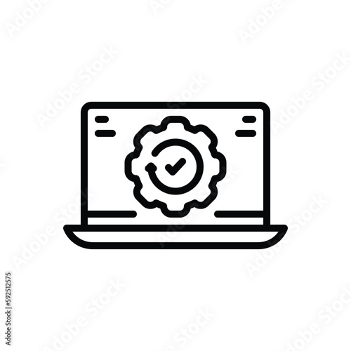 Black line icon for version 