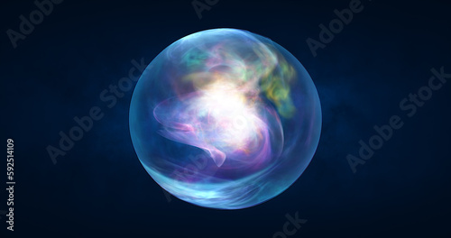 Abstract ball sphere planet iridescent energy transparent glass energy abstract background