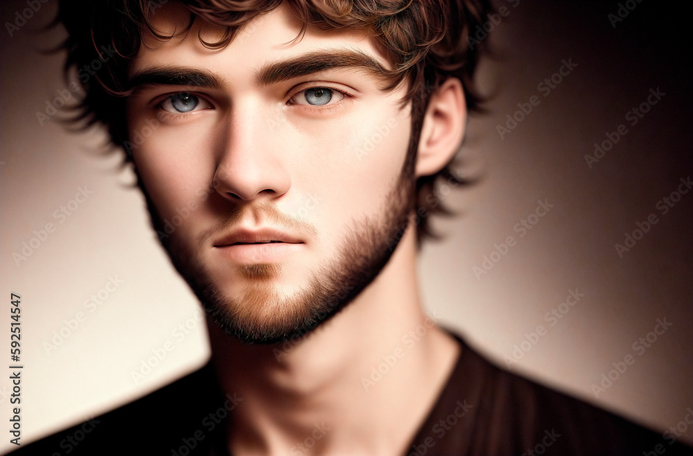 Young man. Portrait of guy. Generative AI. Young man. Portrait of guy. Generative AI.