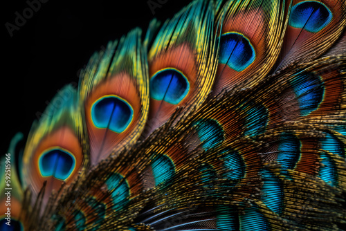 peacock feather close up generative ai