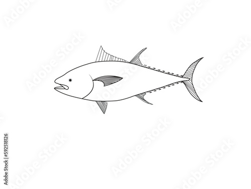 Wallpaper Mural Fish Vector Design. Fish Outline Vector art. Torontodigital.ca