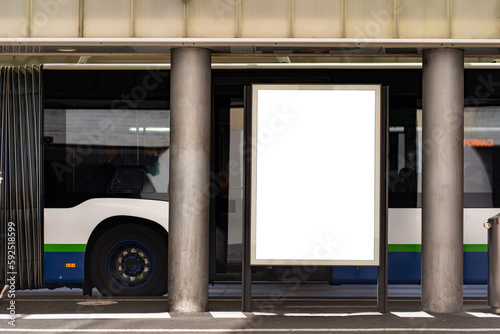 Wallpaper Mural Blank billboard in portrait format at a bus station in Lugano. Torontodigital.ca