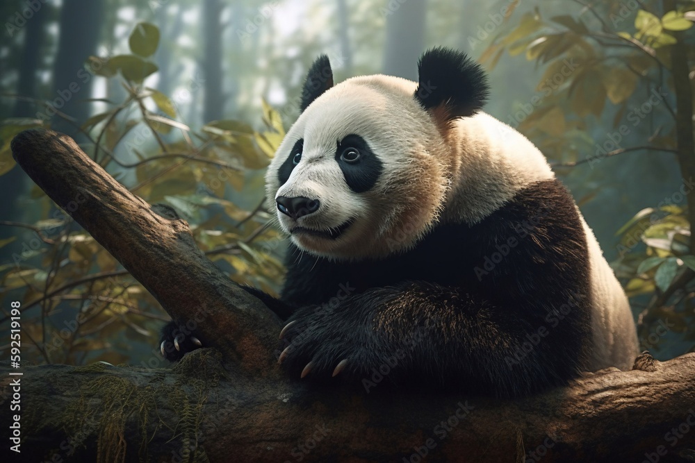 portrait giant panda in the forest