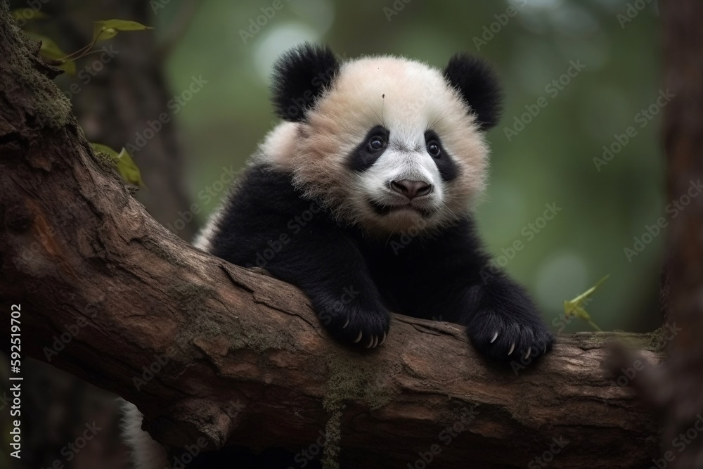 giant panda standing on the wood giant panda standing on the wood