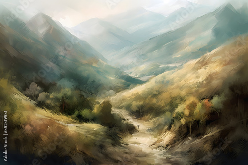 landscape in the mountains Generative AI