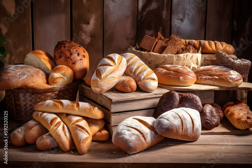 assortment of baked bread Generative AI