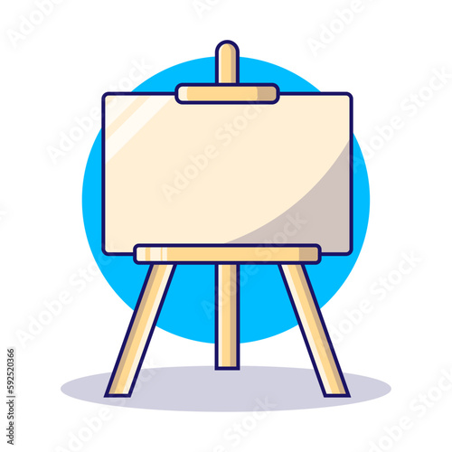Flat wooden easel with Artboard stand icon vector illustration