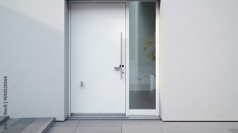 Naklejka premium White wooden entrance door for a clean and luxurious effect to be the envy of everyone