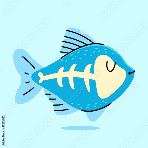 Cute X-ray fish cartoon. vector cartoon illustration