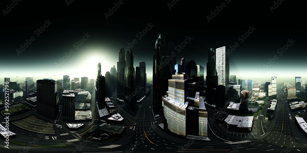 Panorama of the city. HDRI, environment map , Round panorama, spherical ...