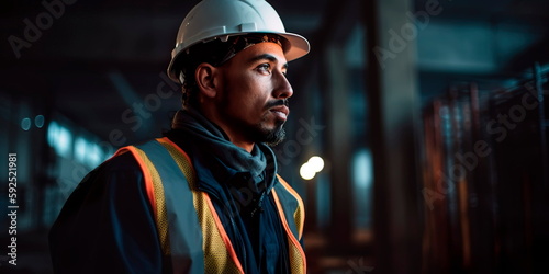construction site supervisor conducting a safety inspection of the worksite Generative AI