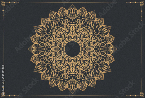 Ornamental luxury mandala pattern background with royal golden arabesque pattern Arabic Islamic east style. Traditional Turkish, Indian motifs. Great for fabric and textile, wallpaper, packaging  etc