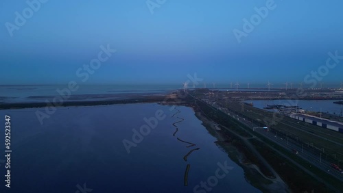 Wallpaper Mural Tranquility Scenic View Of Oostvoornse Meer At Dawn, Lake In South Holland, The Netherlands. aerial Torontodigital.ca