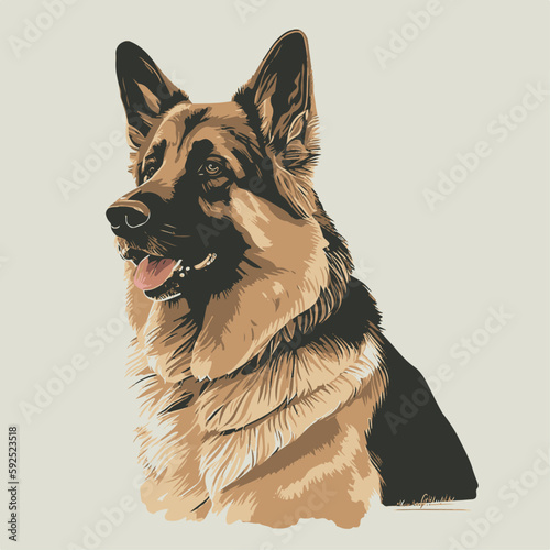  a flat illustration of German shepherd dog, german shepherd dog on white, german shepherd dog, animal vector, icon vector, animal illustration, german shepherd vector illustration, vector hand drawn
