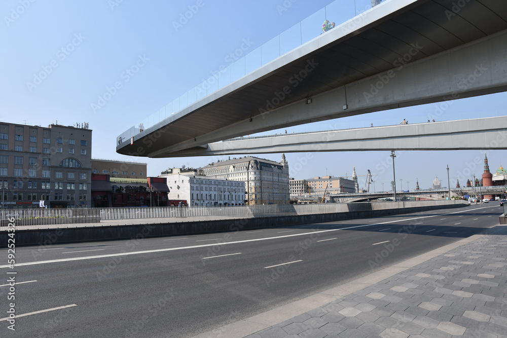 Floating bridge in Zaryadye Park in Moscow, Russia Floating bridge in Zaryadye Park in Moscow, Russia