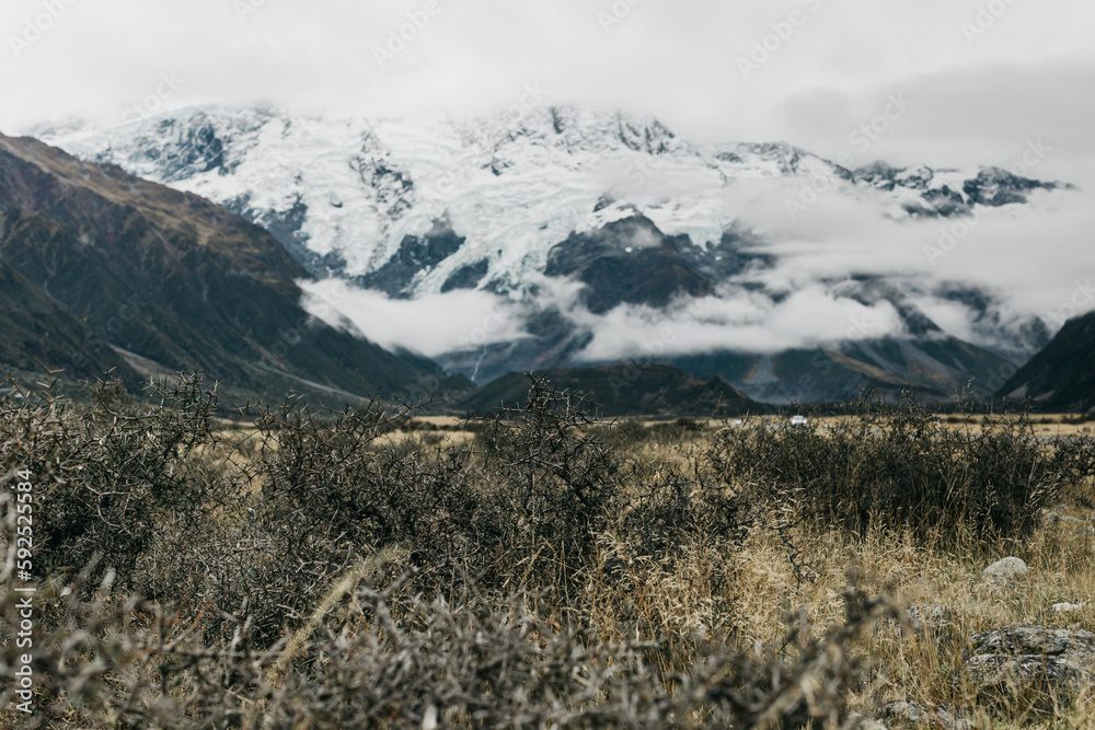 Mount Cook New Zealand. Landscape snowy Alpine mountains. Mount Cook New Zealand. Landscape snowy Alpine mountains.