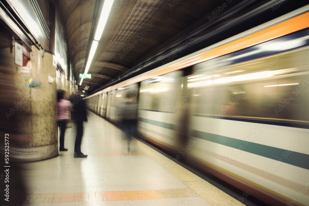 Fototapeta premium People at rush hour, walking commuting city concept. Generative ai.