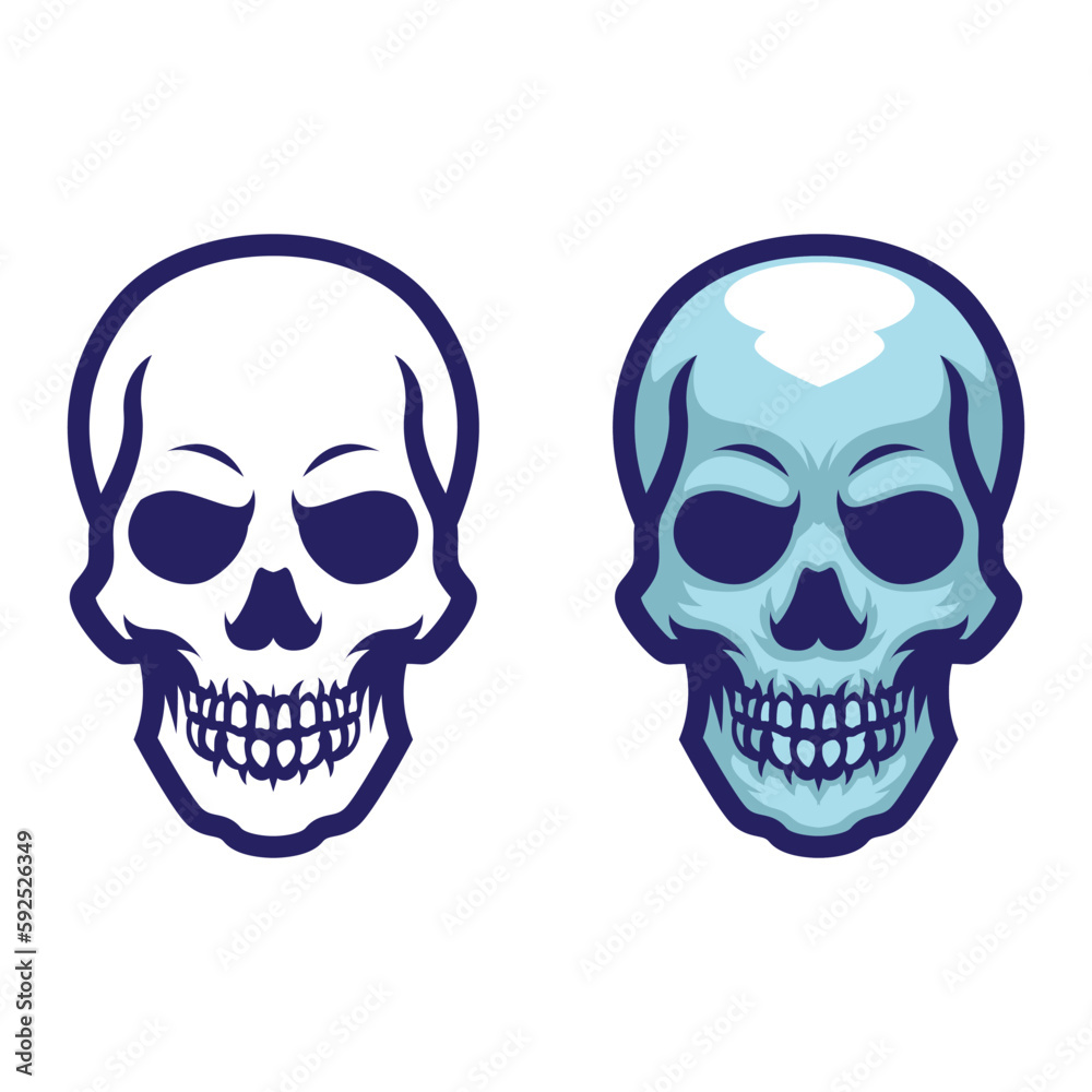 Skull head with black outline illustration Skull head with black outline illustration
