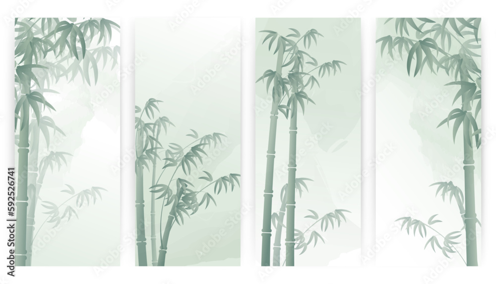 A set of vector bamboo ink wallpapers