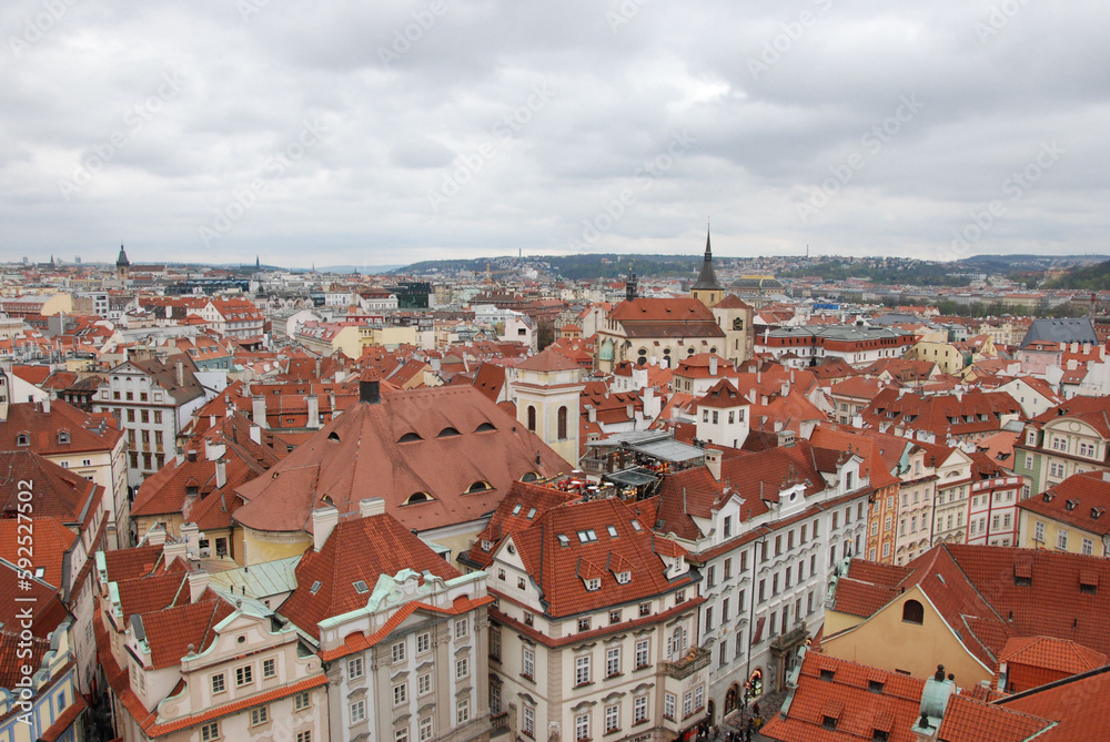 Obraz premium Aerial view of the historic buildings in the Old Town of Prague, Czech Republic
