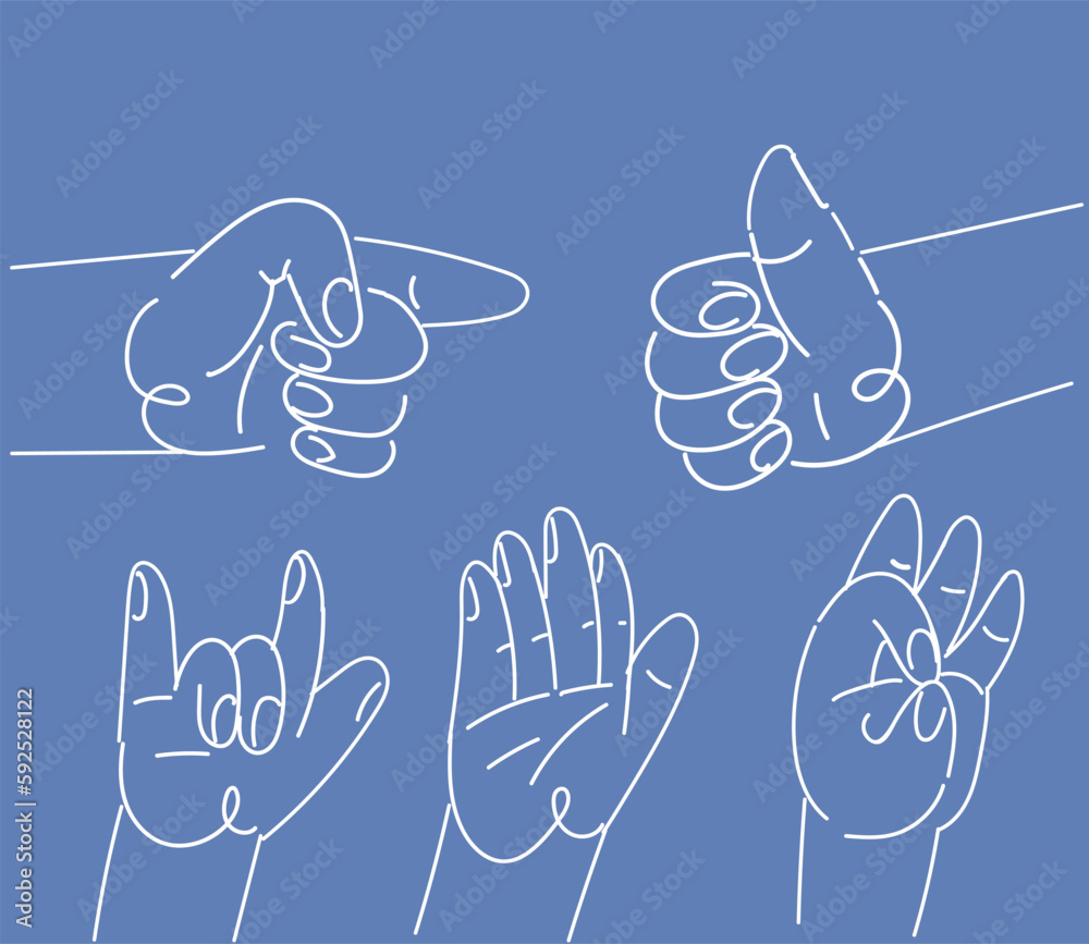 Cartoon vector illustration of Hand gestures icons set. Hand gestures ...