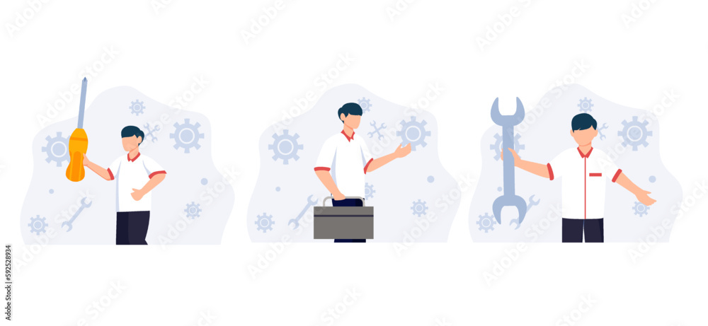 Flat Bundle Labour Day Design Illustration