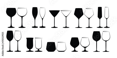 The set of silhouettes wine glasses.
