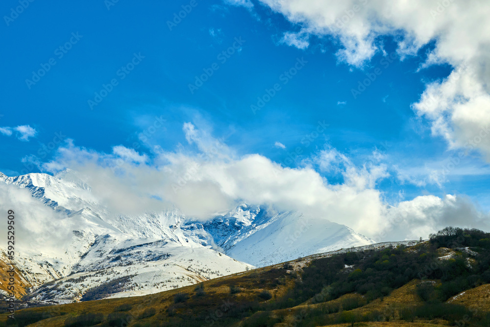Naklejka premium panoramic view of the road in the mountains