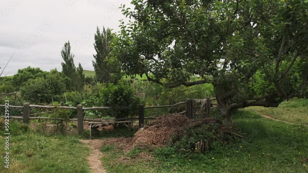A charming old wooden fence and garden, New Zealand A charming old wooden fence and garden, New Zealand