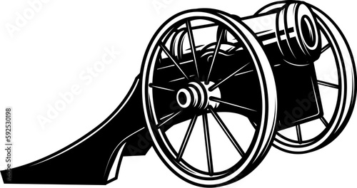 Vintage cannon vector illustration. Design element for poster, card, banner, t shirt, logo, label. Vector illustration