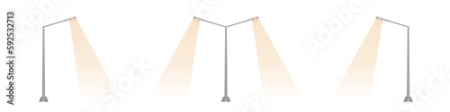 Street lamp Post with Spotlight Beam . Vector Illustration Isolated on White Background