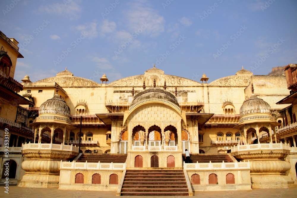 City palace and lake (green pond) in Alwar. Rajasthan, India
