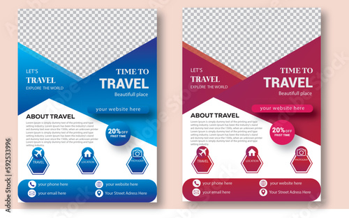 corporate Business Flyer Design with cyan and megenta   Simple Travel Flyer Design